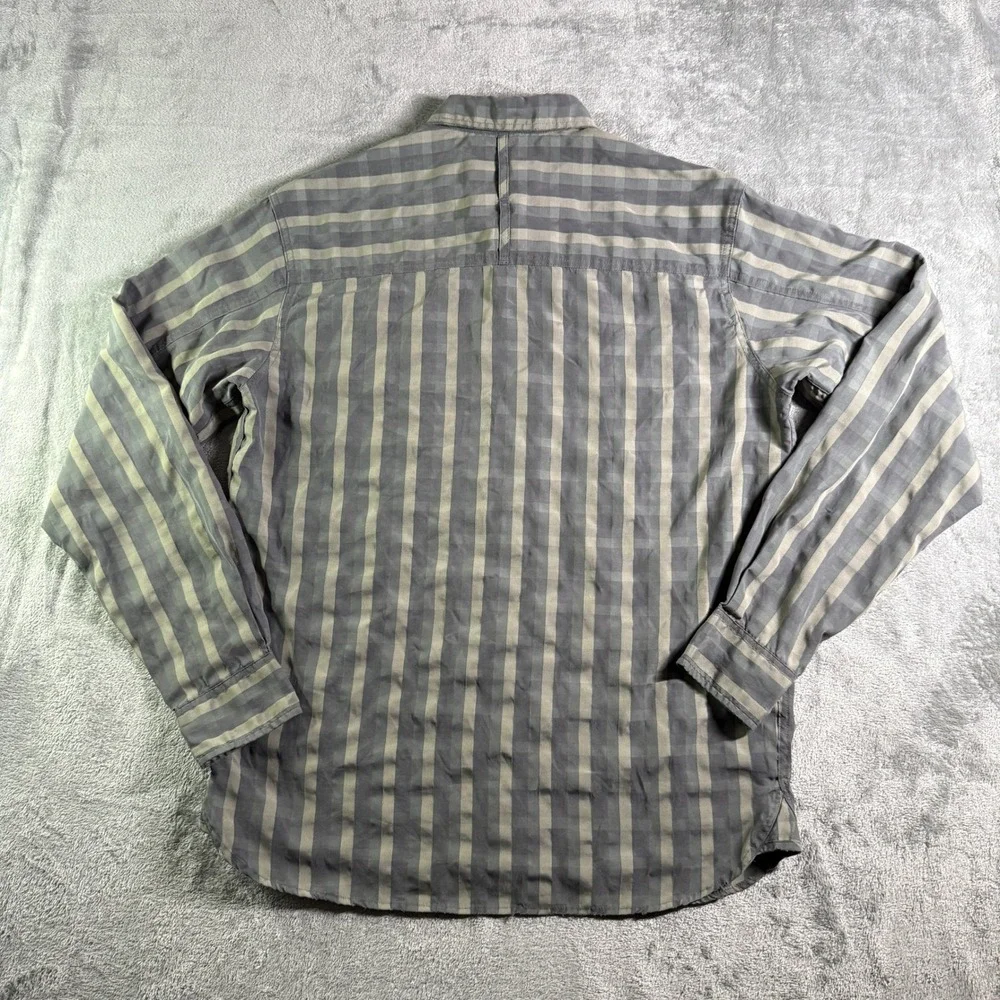 REI Co-op Mens Medium Gray Striped Long Sleeve Button Down Shirt